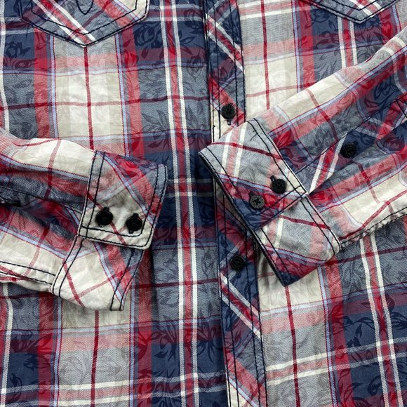 Rock Revival Shirt Men Extra Extra Large XXL Red White Blue Floral Button Up - Picture 3 of 10